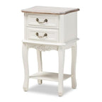Baxton Studio Amalie Antique French Country Cottage Two-Tone White And Oak Finished 2-Drawer Wood Nightstand