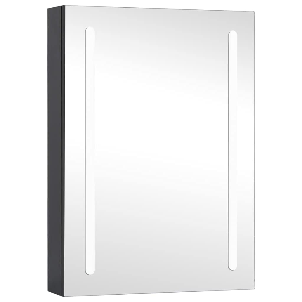 vidaXL LED Bathroom Mirror Cabinet with Energy-Efficient Light Strips, Modern Design, Durable MDF Construction, 3 Shelves, Anthracite Color, 19.7x5.1x27.6 Dimensions