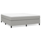vidaXL King Size Box Spring Bed Frame in Light Gray - Fabric, Plywood, and Engineered Wood Construction Mattress Compatibility - 76"x79.9"