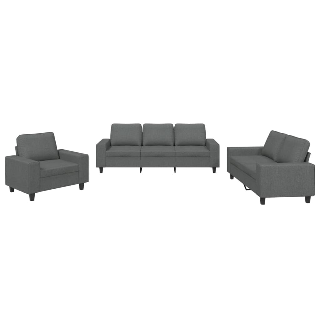 vidaXL 4 Piece Sofa Set in Dark Gray Fabric - Modern Living Room Furniture with Footstool and Cushions