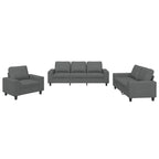 vidaXL 4 Piece Sofa Set in Dark Gray Fabric - Modern Living Room Furniture with Footstool and Cushions