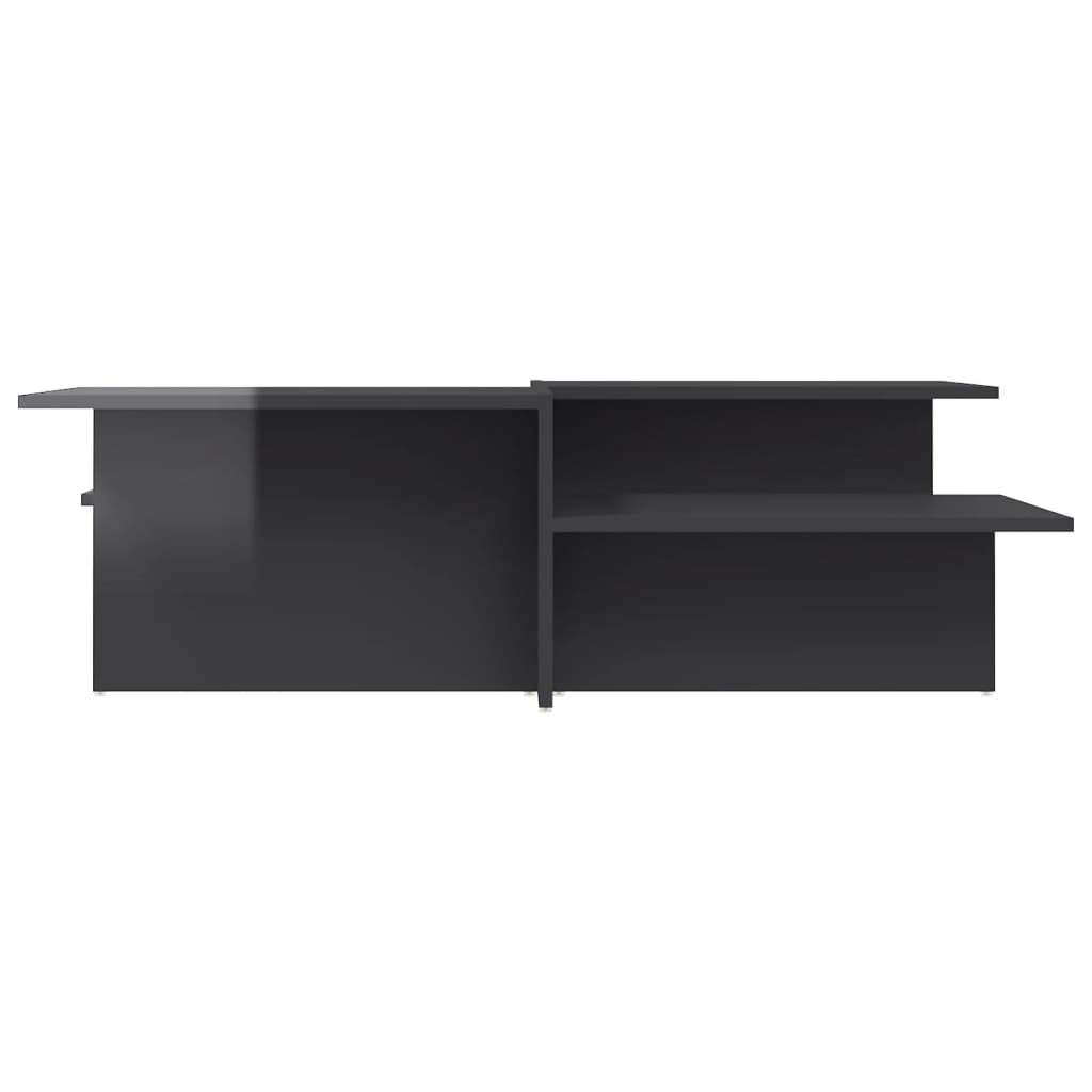 vidaXL High Gloss Gray Engineered Wood Coffee Tables - Dual Height, Durable & Easy Clean Surface, Set of 2, Ideal for Living Room or Office
