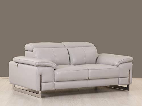 HomeRoots Light Gray 31' Tasteful Light Grey Leather Loveseat