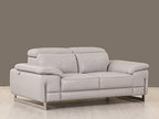 HomeRoots Light Gray 31' Tasteful Light Grey Leather Loveseat