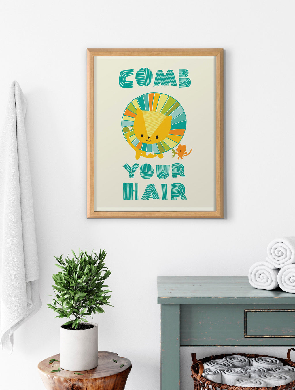 Blake Splish Splash Zoo Lion Framed Printed Glass by Heather Rosas