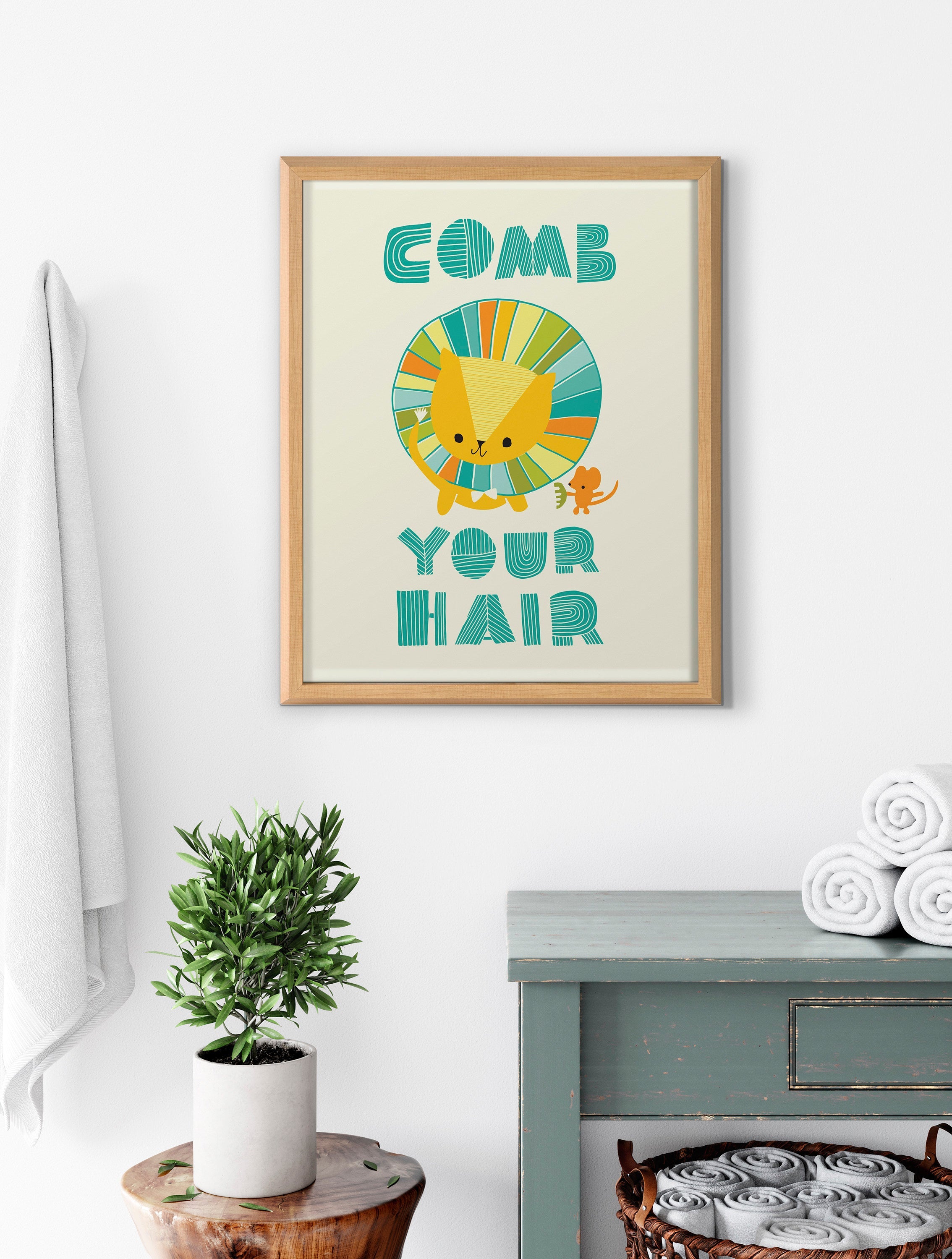Blake Splish Splash Zoo Lion Framed Printed Glass by Heather Rosas