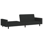 vidaXL Black Velvet 2-Seater Sleeper Sofa - Convertible Loveseat/Daybed for Living Room, Studio, Apartment