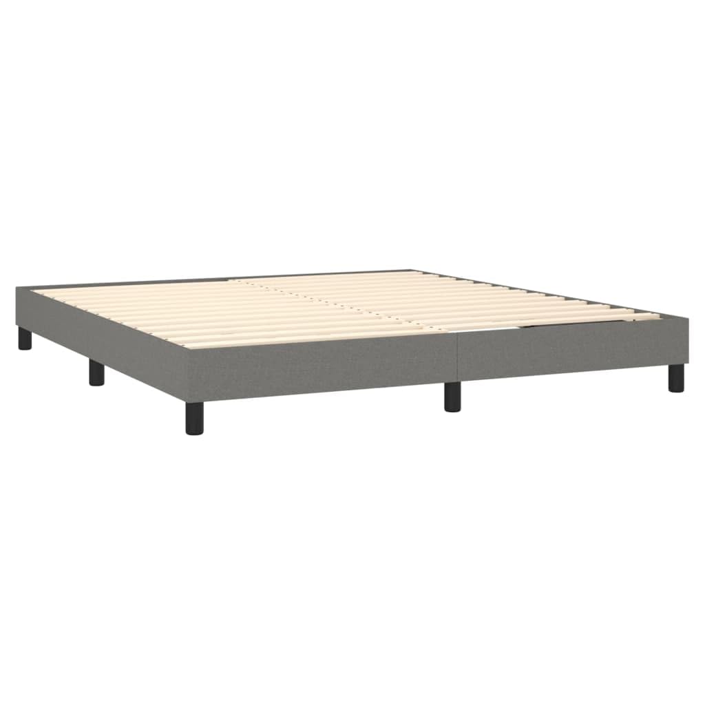 vidaXL California King Box Spring Bed Frame - Dark Gray Fabric, Modern Style, 72&quot;x83.9&quot; Mattress, Engineered Wood Construction