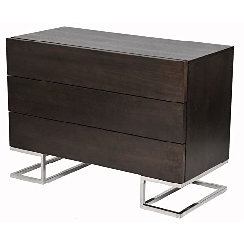 Pangea Home Harper Modern Wood Veneer & High Polished Steel Dresser In Espresso