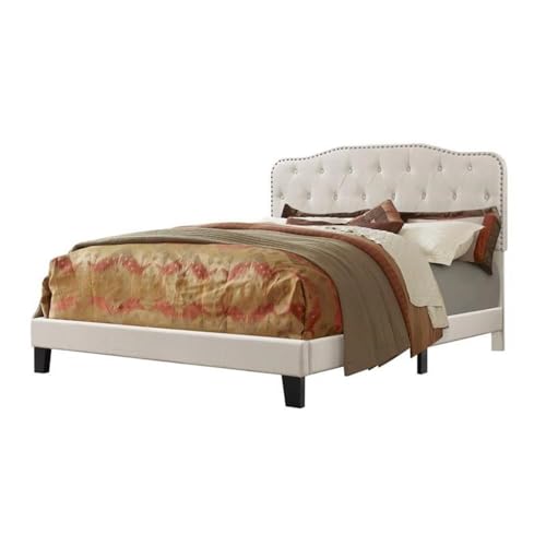 Best Quality Furniture Upholstered Panel Bed, Fog Beige, Twin