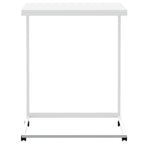 vidaXL C-Shaped Side Table- Mobile White Engineered Wood Top with a Sturdy Iron Frame- Slim Bed-Side Nightstand, Perfect for The Living Room and Bedroom.
