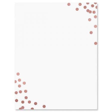 Current Rose Gold Confetti Letter Paper - Birthday Stationery Papers With Decorative Border Designs, Printable Holiday, Wedding,