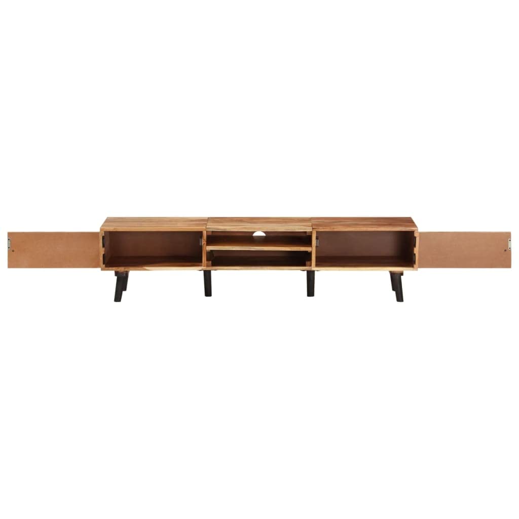 vidaXL Solid Acacia Wood TV Stand 57.1&quot;x13.8&quot;x13.8&quot; - Unique Wooden Television Cabinet with Ample Storage Space, Natural Finish, Elegant Wood Grains