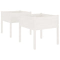 vidaXL Planter Outdoor Raised Garden Bed Flower Box with Legs Solid Wood Pine White 2 pcs