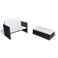 vidaXL 2 Piece Patio Lounge Set - Multifunctional Outdoor Suite with Sofa Bed/Stool Option, Poly Rattan, Weather-Resistant Construction, Comfortable Seat & Back Cushions, Black
