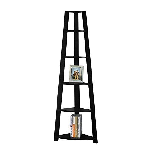 Monarch Specialties , Corner Bookcase, Black, 72&quot;H