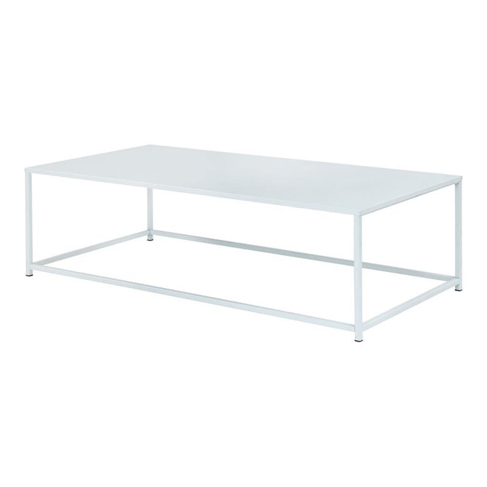 Pangea Home Miley Rectangular Modern Metal Coffee Table In White