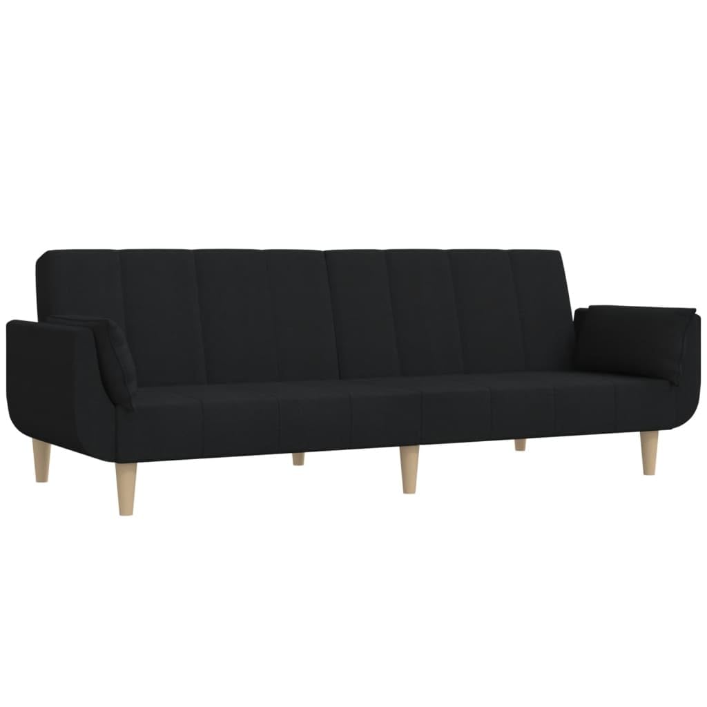 vidaXL 2-Seater Sofa Bed with Two Pillows Accent Loveseat Couch Black Fabric