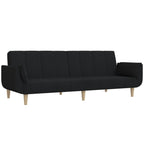 vidaXL 2-Seater Sofa Bed with Two Pillows Accent Loveseat Couch Black Fabric