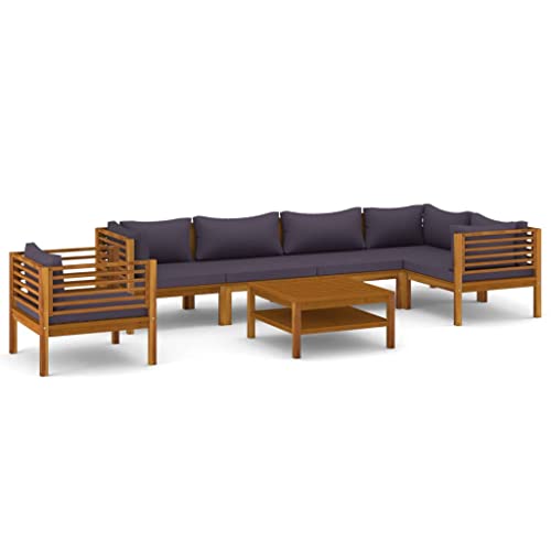 vidaXL Solid Acacia Wood Patio Lounge Set 7 Piece with Cushion Outdoor Garden Terrace Wooden Modular Sofa Seating Seat Sitting Chair Furniture