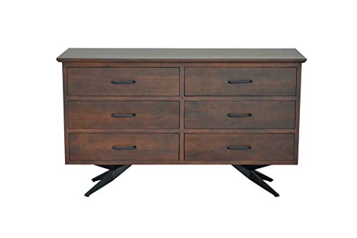 HomeRoots Furniture 18' X 54' X 32' Brown/Black Wood Metal Bedroom Dresser