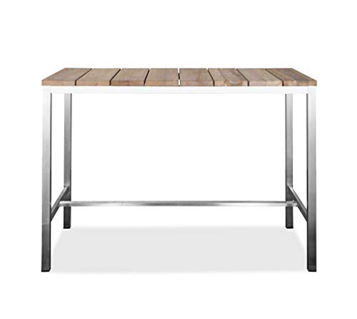 HomeRoots 55' Wood Brown and Silver Solid Wood and Stainless Steel Dining Table