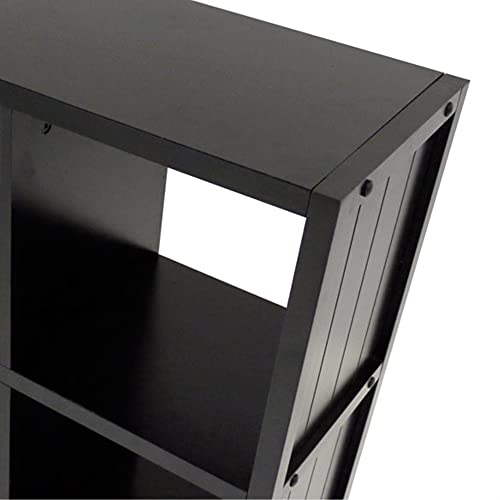 Ergode Timothy Collection | 2x2 Wooden Shelving Unit - Black | 25.6' W x 11.8' D x 27' H | Ample Storage for Pictures, Books, and More (20642-VV)