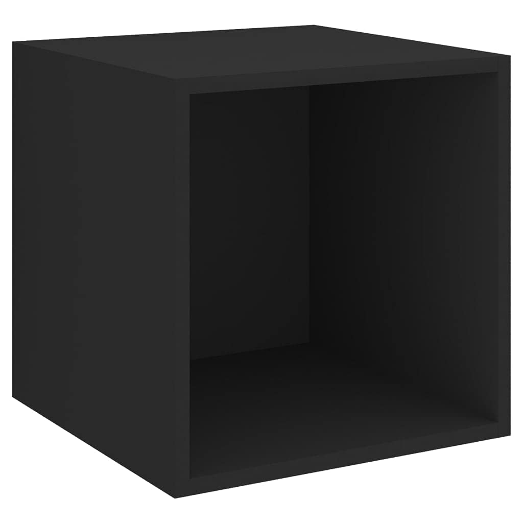 vidaXL TV Cabinet Set 4 Piece Hanging Wall Mount Stand Unit HiFi Stereo Plasma Cabinets Living Room Furniture Black Engineered Wood