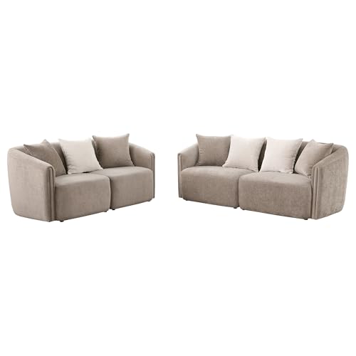 Coaster Home Furnishings Townsend 2-Piece Chenille Upholstered Sofa Set Latte