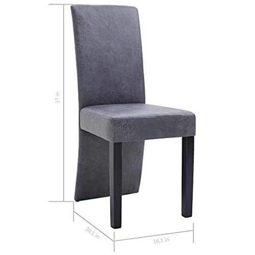 vidaXL 6 pcs Set of Dining Chairs in Modern Design, Upholstered in Gray Faux Suede Leather - Ergonomic & Comfortable Seating with High Backrest