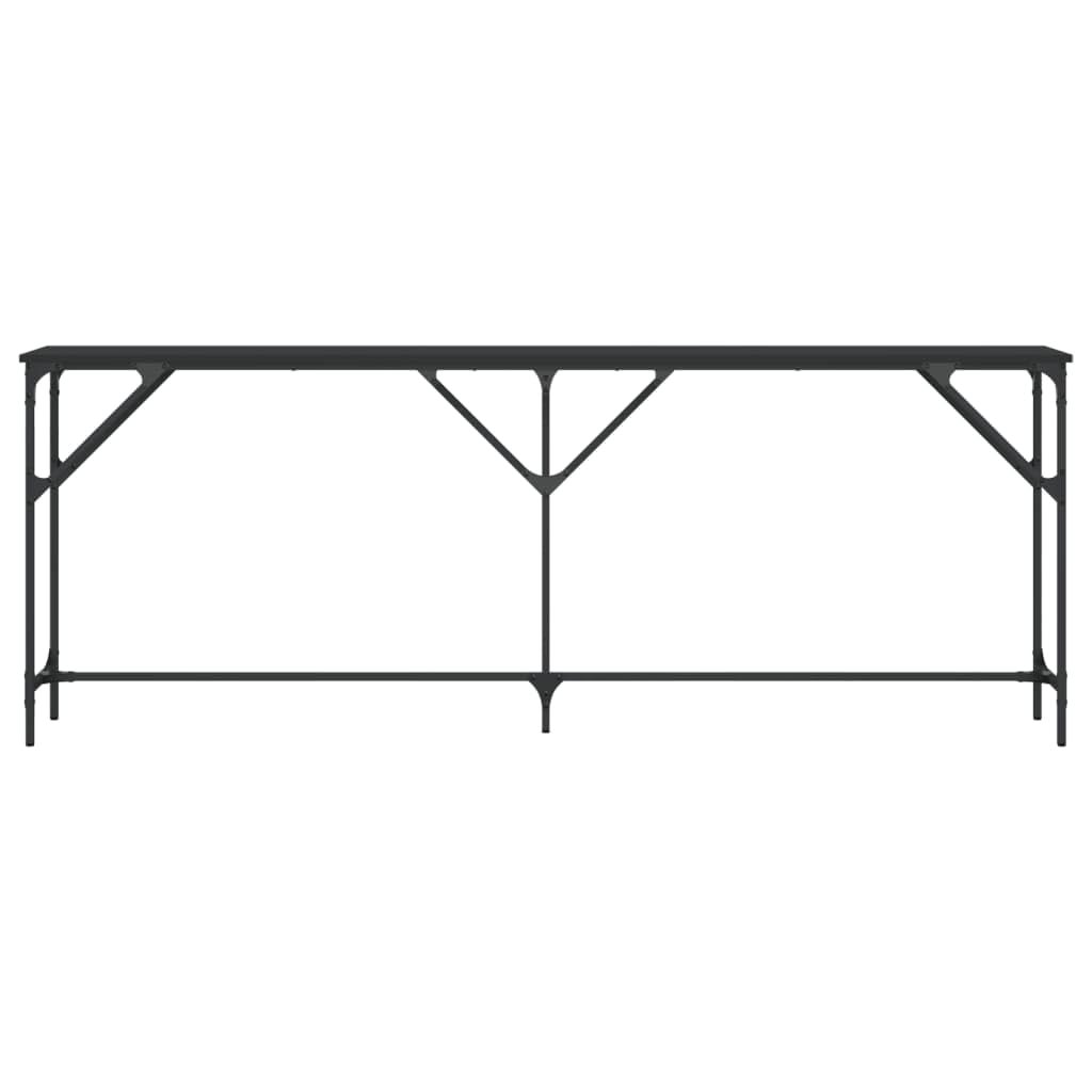 vidaXL Black Console Table in Industrial Style, Engineered Wood and Metal, Ideal for Entryway, Living Room, or Hallway