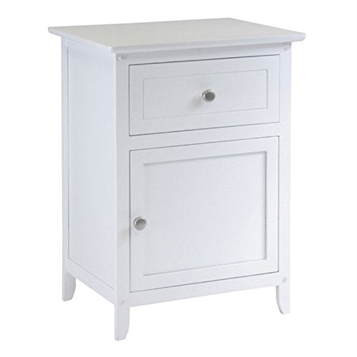 Ergode Wood Eugene Accent Table - Versatile & Timeless Design, White Finish, Satin Nickel Knobs, Pull-Out Drawer & Bottom Door for Storage