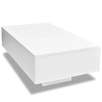 Vidaxl Modern Coffee Table In High Gloss White - Rectangular Table For Living Room, Easy To Clean Mdf, 33.5'' X 21.7'' X 12.2''