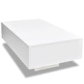 vidaXL Modern Coffee Table in High Gloss White - Rectangular Table for Living Room, Easy to Clean MDF, 33.5'' x 21.7'' x 12.2''