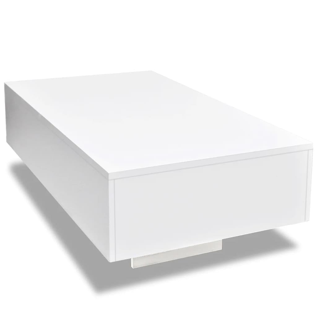 vidaXL Modern Coffee Table in High Gloss White - Rectangular Table for Living Room, Easy to Clean MDF, 33.5'' x 21.7'' x 12.2''