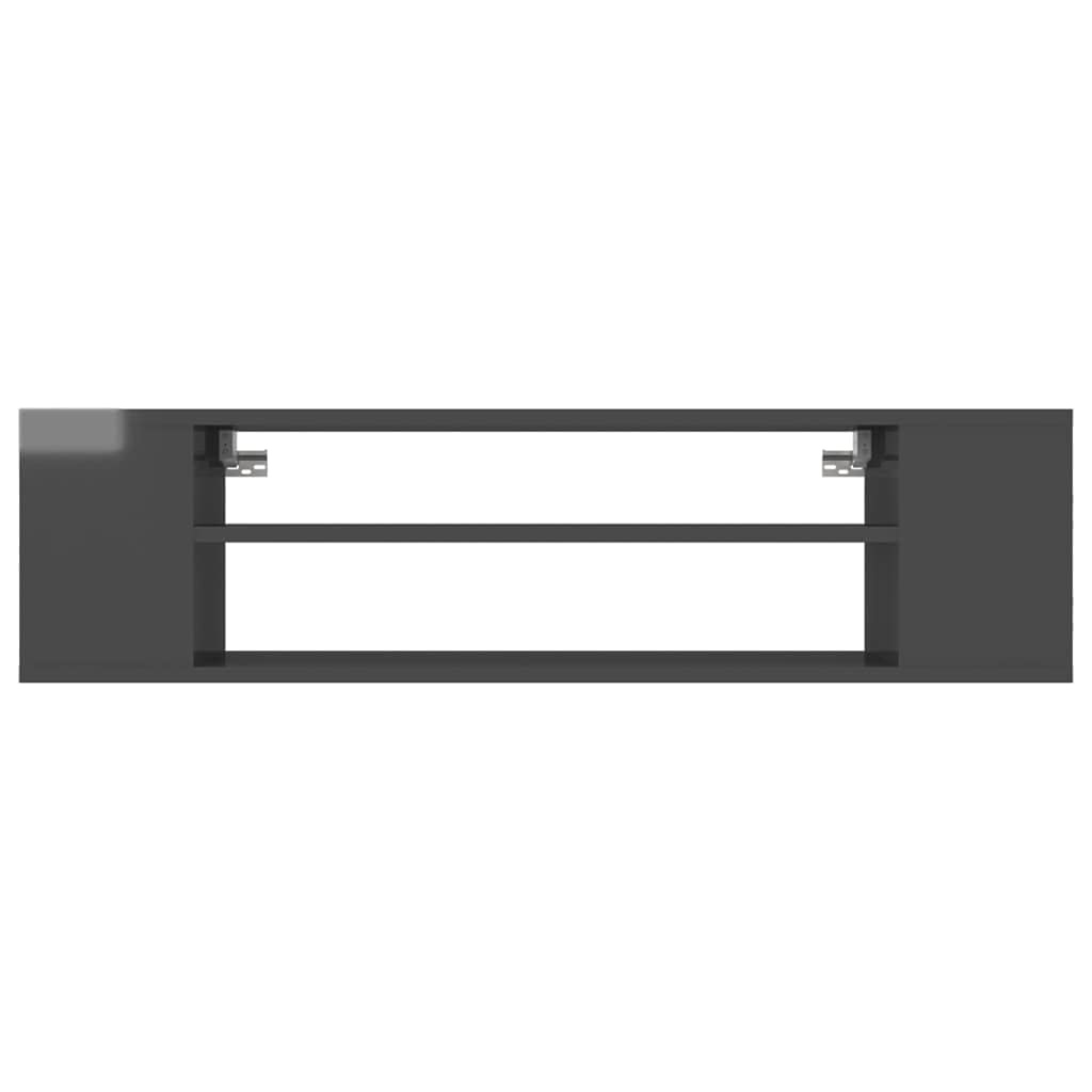 vidaXL Hanging TV Cabinet High Gloss Gray 39.4&quot;x12&quot;x10.4&quot; Chipboard