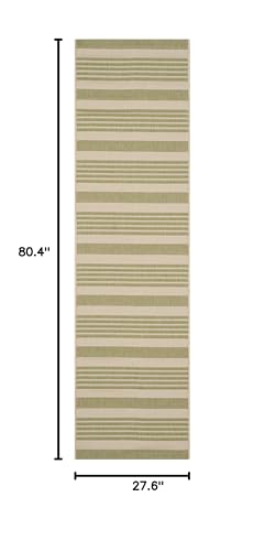 Safavieh Courtyard Collection 2'3' X 6'7' Beige/Sweet Pea Cy6062 Stripe Indoor/ Outdoor Patio Backyard Mudroom Runner Rug