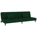 vidaXL 2-Seater Velvet Sofa Bed - Multifunctional Loveseat with Pillows, Convertible Day Bed, Wooden Frame, Comfortable Sleeper - Dark Green