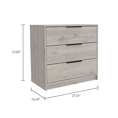Depot E-Shop Egeo 3 Drawers Dresser, Countertop, Three Drawers, Light Grey, For Bedrom