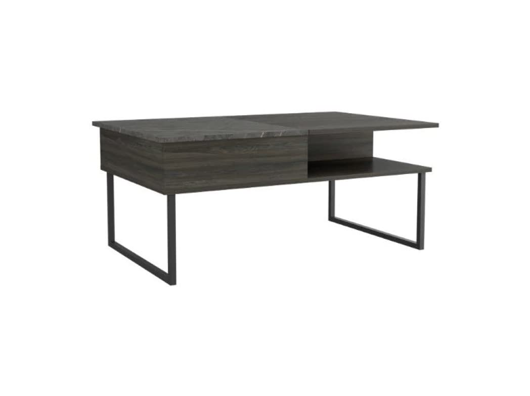 HomeRoots 41&quot; Onyx and Carbon Manufactured Wood Rectangular Lift Top Coffee Table