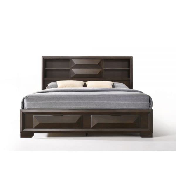 Acme Merveille Eastern King Bed with Storage in Espresso