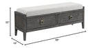 Intercon Portia 58" Wide Bedroom Storage Bench, Brushed Brindle