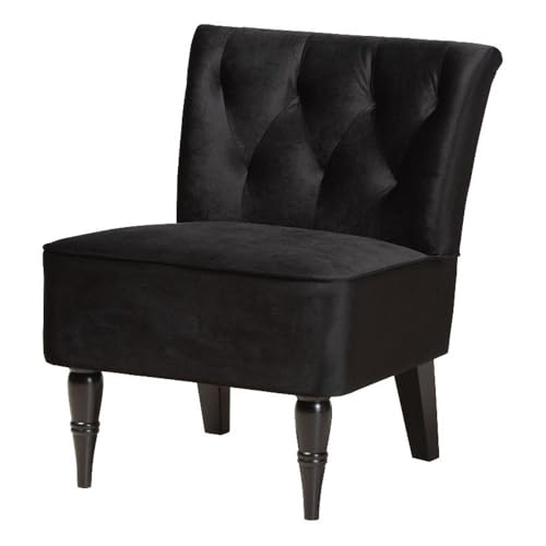 Baxton Studio Harmon Modern and Contemporary Transitional Black Velvet Fabric Upholstered and Walnut Brown Finished Wood Accent Chair