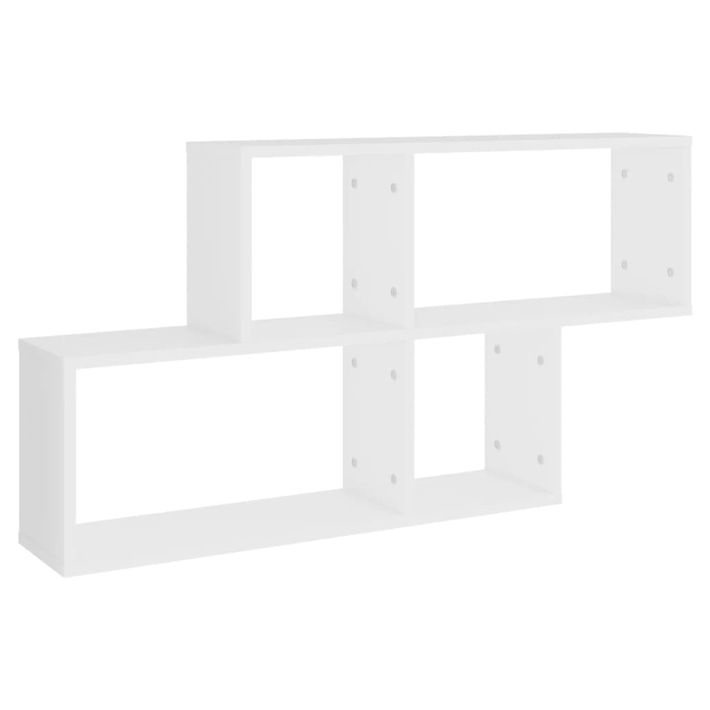 vidaXL Wall Mounted Shelf in White - Modern Design Wood Display Shelf for Living Room and Bedroom - Easy Installation