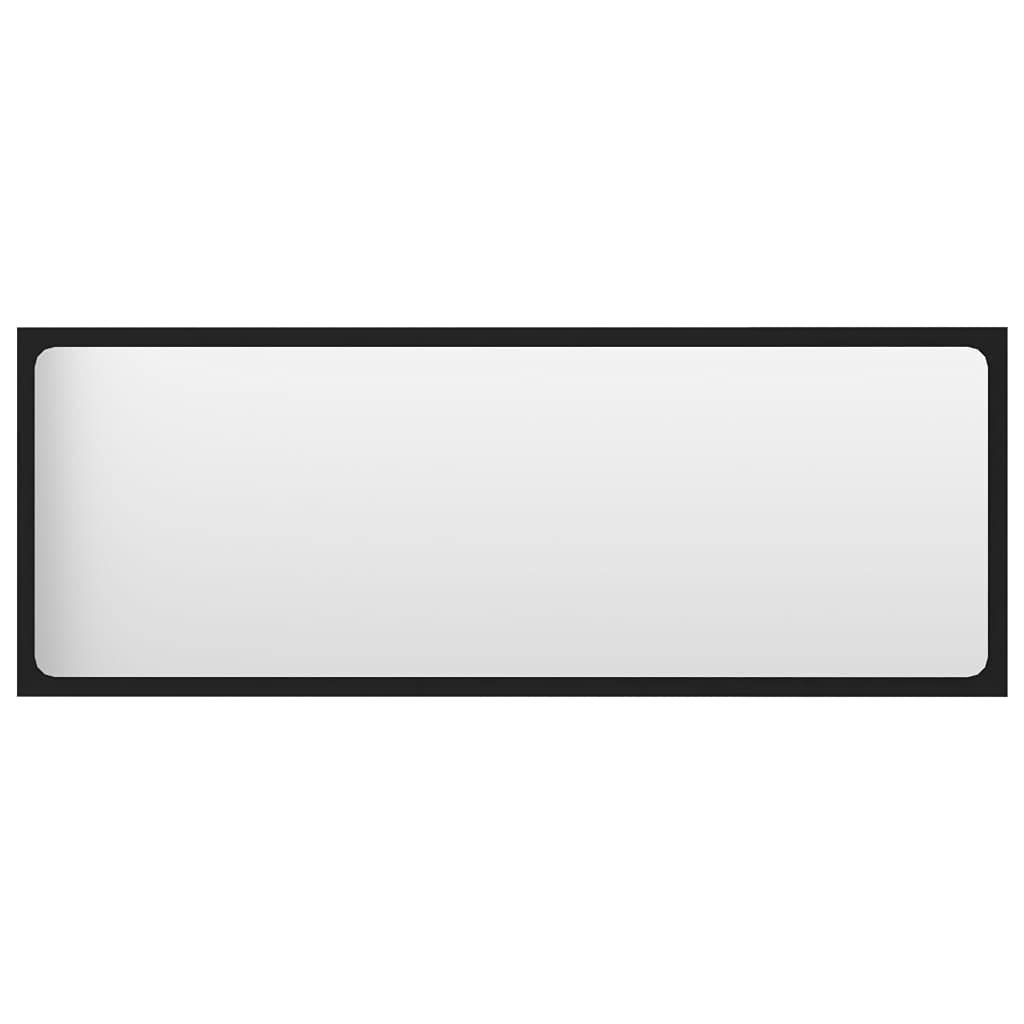 vidaXL Bathroom Mirror 39.4&quot;x0.6&quot;x14.6&quot; in Black | Modern Style Wall Decorative Mirror | Sturdy Engineered Wood and Acrylic Material