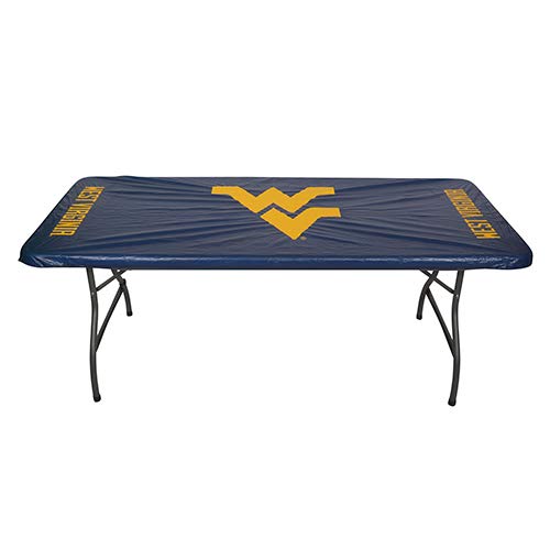 Collegiate Kwik-Covers Rectangle Plastic Table Covers, Bundle Of 2 (West Virginia University, 8')