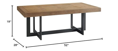 Intercon Eden 52" Wide Coffee Table with Metal Base, Rustic Dune