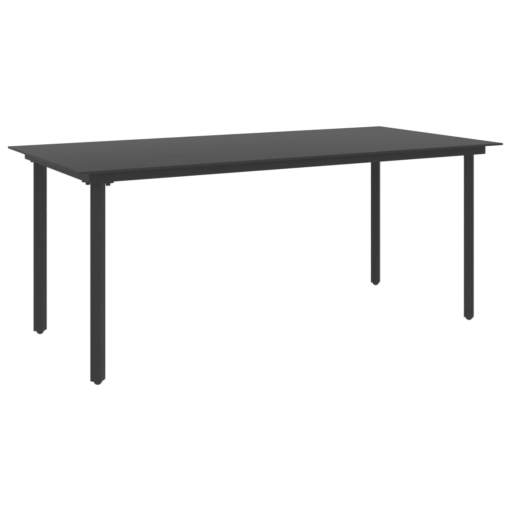 Patio Dining Table Black 74.8&quot;x35.4&quot;x29.1&quot; Steel and Glass