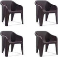 Nilkamal Plastic Eeezy Chair (Dark Brown) (Set Of 4)
