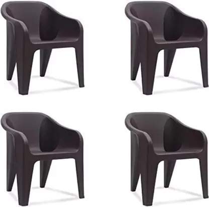 Nilkamal Plastic Eeezy Chair (Dark Brown) (Set Of 4)